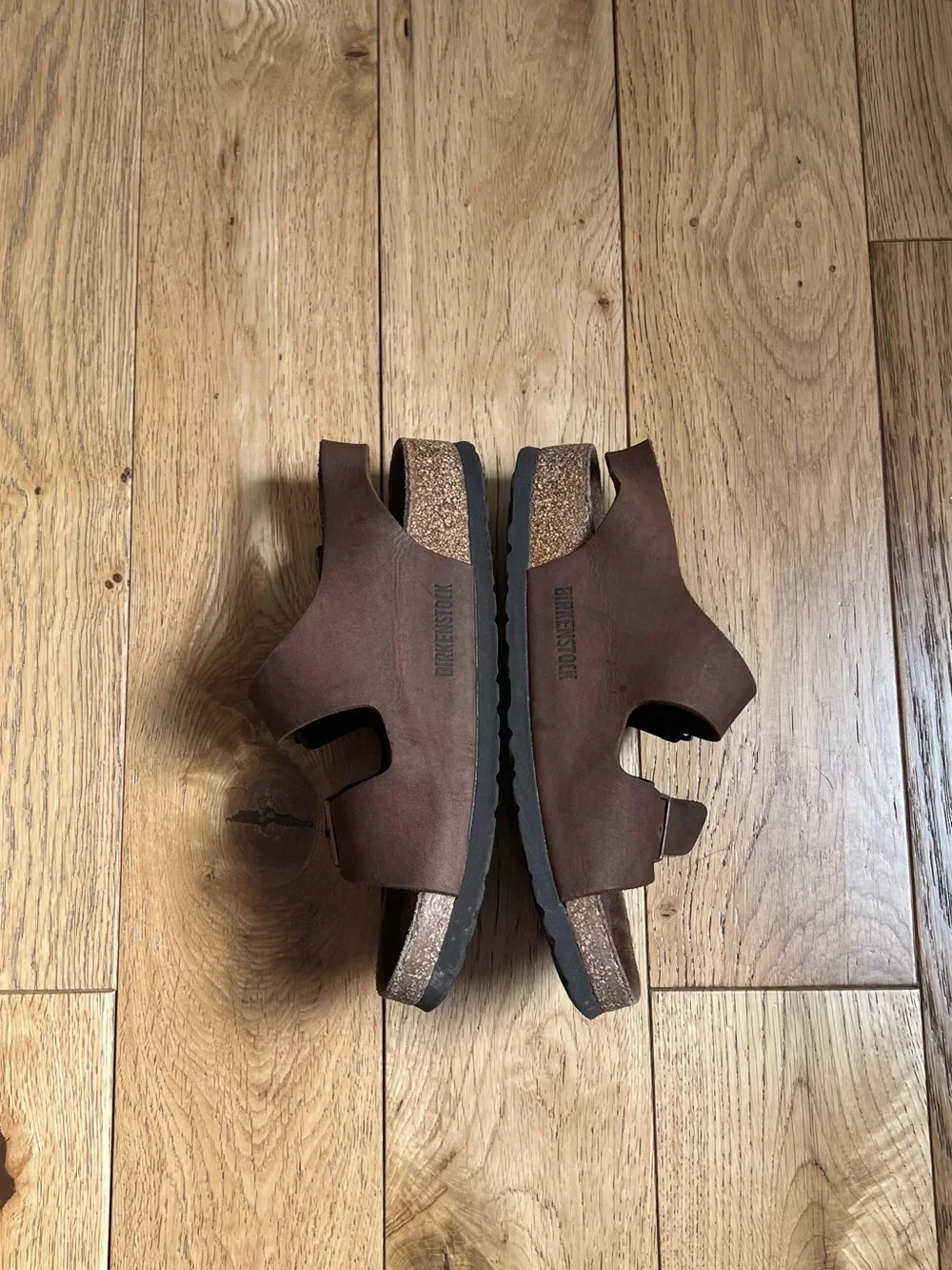 Birkenstock Brown Triple-Buckle Sandals ankle strap